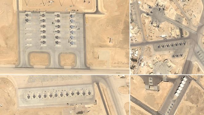 Les avions de combat présents sur la base américaine Muwaffaq Salti (Jordanie), le 20 février 2026.