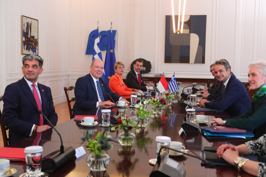  ΣΥΝΑΝΤΗΣΗ ΤΟΥ ΠΡΩΘΥΠΟΥΡΓΟΥ ΚΥΡΙΑΚΟΥ ΜΗΤΣΟΤΑΚΗ ΜΕ ΤΟΝ ΠΡΙΓΚΙΠΑ ΑΛΒΕΡΤΟ Β' ΤΟΥ ΜΟΝΑΚΟ (ΣΩΤΗΡΗΣ ΔΗΜΗΤΡΟΠΟΥΛΟΣ/EUROKINISSI)