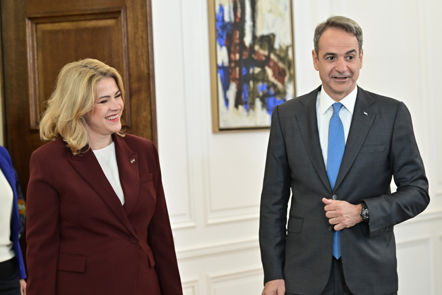 [386491] ΣΥΝΑΝΤΗΣΗ ΤΟΥ ΠΡΩΘΥΠΟΥΡΓΟΥ ΚΥΡΙΑΚΟΥ ΜΗΤΣΟΤΑΚΗ ΜΕ ΤΗΝ ΠΡΩΘΥΠΟΥΡΓΟ ΤΗΣ ΛΕΤΟΝΙΑΣ EVIKA SILINA (ΜΙΧΑΛΗΣ ΚΑΡΑΓΙΑΝΝΗΣ/EUROKINISSI)