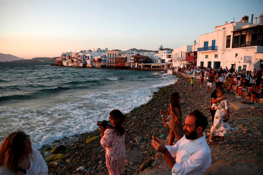 Virus Outbreak Greece Mykonos