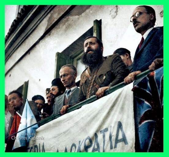 Ο Άρης Βελουχιώτης στη Λαμία, επιχρωματισμός Χρήστος Καπλάνης