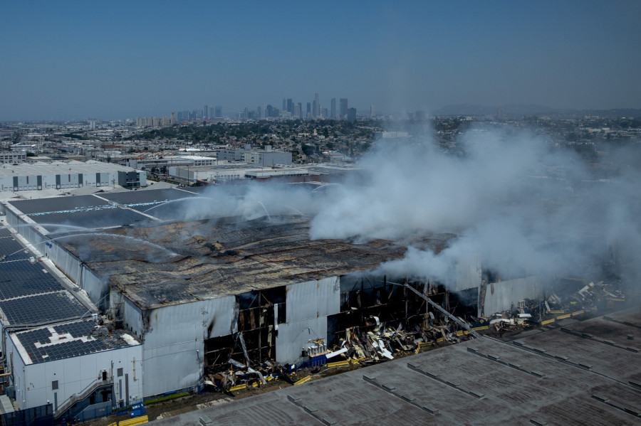 Firefighters Continue to Battle Warehouse Blaze in Boyle Heights