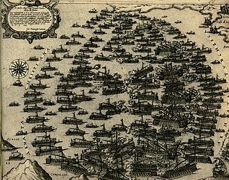 Απεικόνιση της Ναυμαχίας από τον Camocio Giovanni Francesco,1574.
