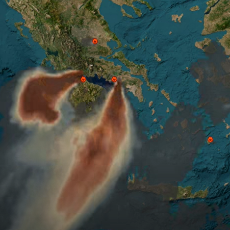 AtmoHub: Mεταφορά καπνού από τις πυρκαγιές σε Πόρτο Γερμενό, Βοιωτία, Φωκίδα και Αιγιάλεια - Βίντεο