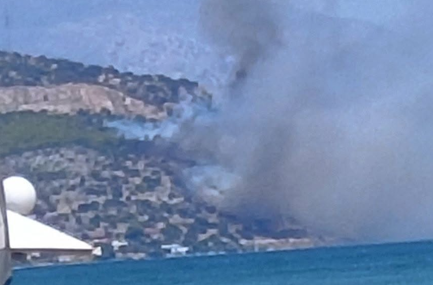 Στιγμιότυπο από τη φωτιά στο Λουτρόπυργο Αττικής  